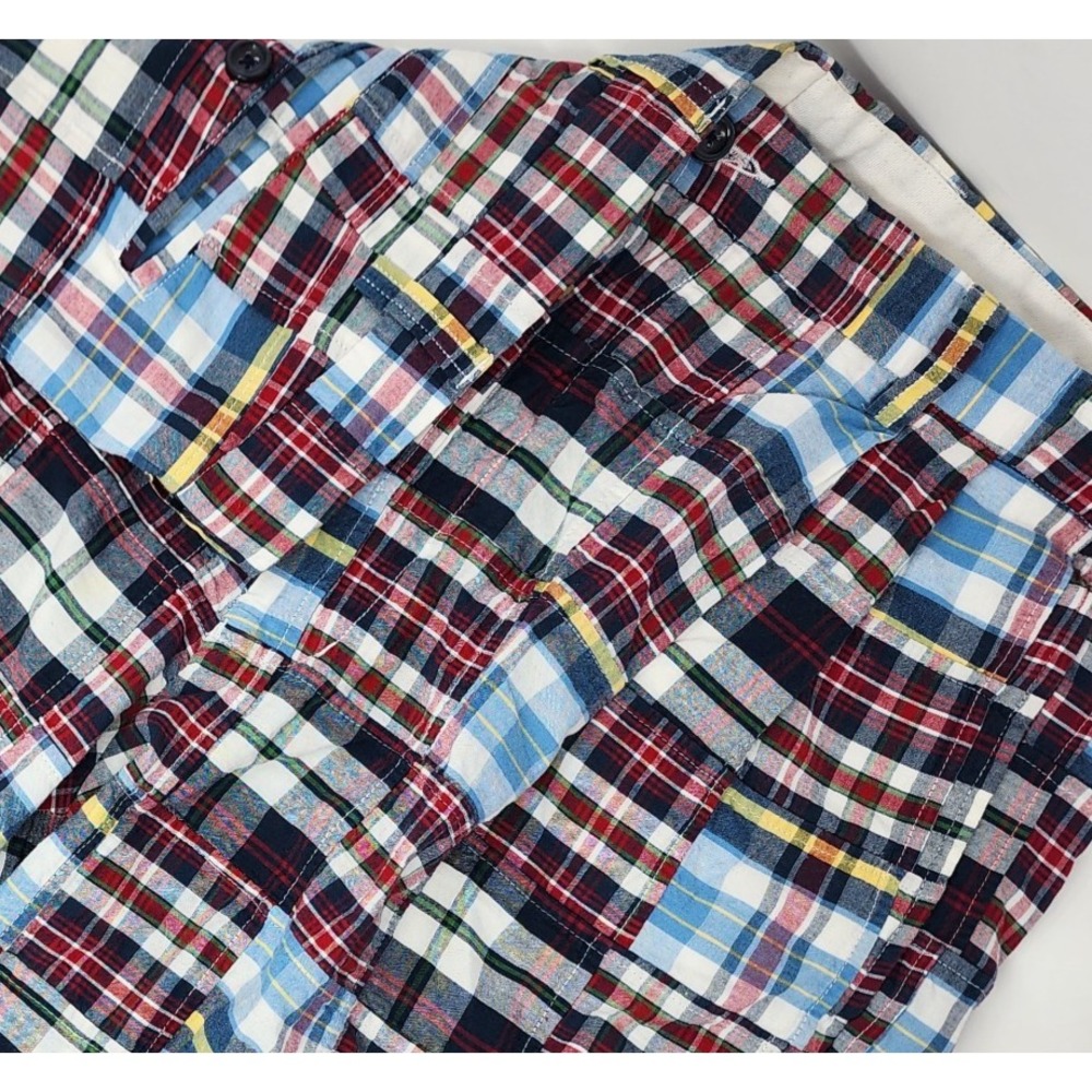 Jos. A. Bank Madras Plaid Shorts Men's 38 Patchwork Cotton 9" Inseam EUC